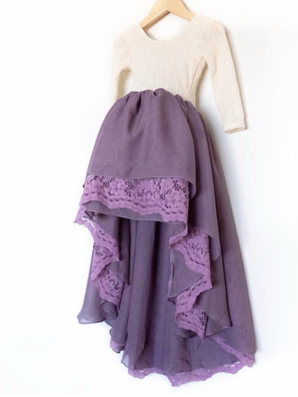 Pleiades Eliza Lavender High-Low Lace Dress Sz 6